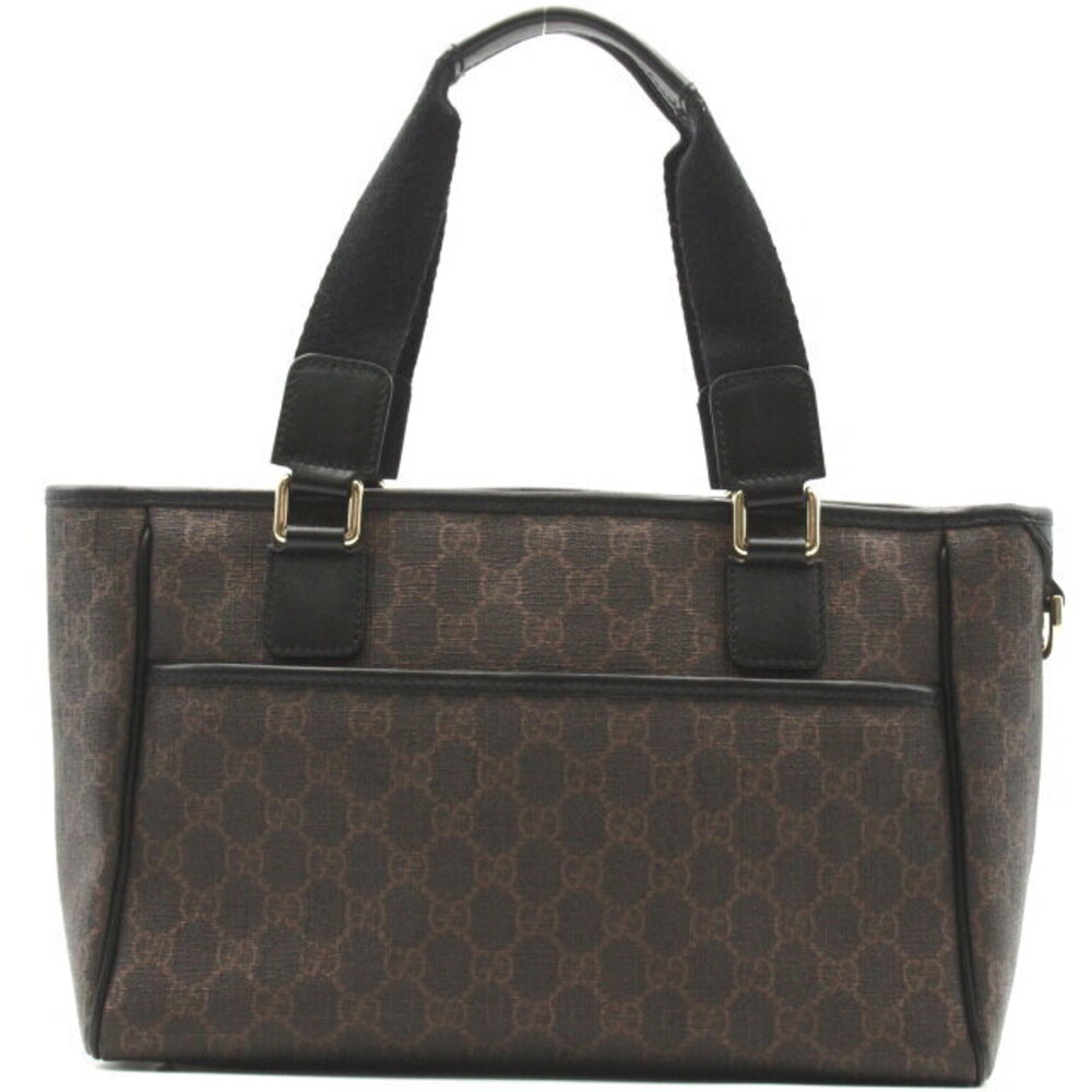 Gucci Tote Bag Canvas Leather Brown Black - Picture 2 of 10